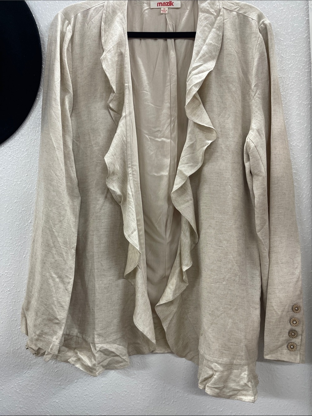 Mazik Cream Ruffle Open-Front Cardigan - Picture 3 of 9
